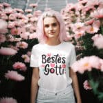 Geschenke für Gotti: Bestes Gotti T-Shirt Blumen Weiss